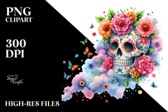 Colorful Grungy Skull Painting, PNG Product Image 2