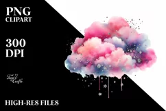 Colorful PINkish Watercolor Cloud | Sublimation | Clipart Product Image 3