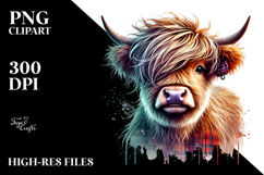 Vibrant Highland Calf Winking, Watercolor Art Product Image 2