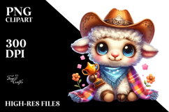 Goofy Lamb with Cowboy Hat PNG Product Image 2