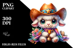 Goofy Lamb with Cowboy Hat PNG Product Image 2