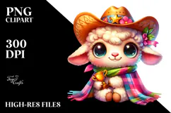 Goofy Lamb with Cowboy Hat PNG Product Image 2