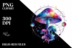 Colorful Watercolor Mushroom Splash | Clipart Product Image 3
