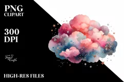 Colorful PINkish Watercolor Cloud | Sublimation | Clipart Product Image 1