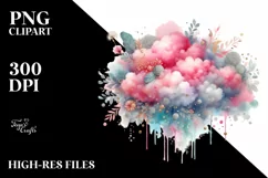 Colorful PINkish Watercolor Cloud | Sublimation | Clipart Product Image 3