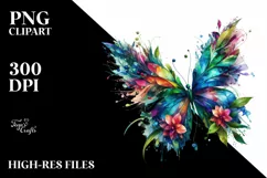 Abstract Vibrant Watercolor Butterfly, Transparent PNG Product Image 3