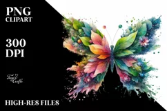 Abstract Vibrant Watercolor Butterfly, Transparent PNG Product Image 1