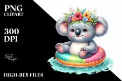 Colorful Koala Watercolor Summer Sticker Flower Clipart Product Image 3