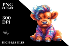 Vibrant Baby Highlandcow with Cool Haircut PNG Product Image 2