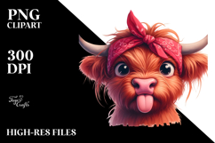 Exaggerated Highland Cow with Sarcastic Side-Eye PNG Product Image 2