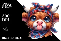 Exaggerated Highland Cow with Bandana PNG Product Image 2
