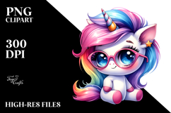 Vibrant Cute Unicorn Portrait, PNG Product Image 2