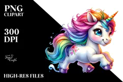 Vibrant Running Baby Unicorn PNG Product Image 2