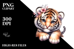 Watercolor Baby Tiger PNG Product Image 2