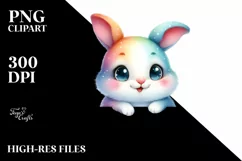 Colorful Baby Bunny with Big Eyes | Sublimation | Clipart Product Image 3
