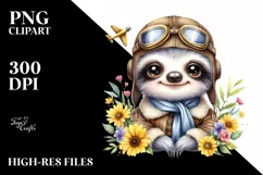Colorful Sloth Aviator Baby | Sublimation | Clipart Product Image 3