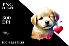 Colorful Puppy Winking PNG Product Image 2