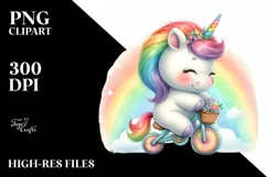 Baby Unicorn Cycling Rainbow | Sublimation | Clipart Product Image 3