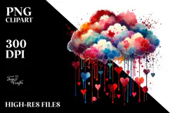 Colorful Cloud with Blood and Hearts PNG Product Image 2