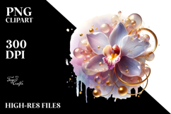 Abstract Gold Orchid Flower PNG Product Image 2