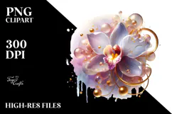 Abstract Gold Orchid Flower PNG Product Image 2
