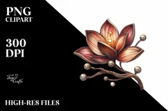 Wooden Stained Gardenia | Summer Clipart Product Image 1