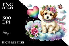 Cute Puppy on Cloud, PNG Product Image 2