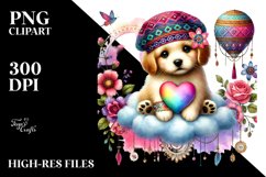 Cute Puppy on Cloud, PNG Product Image 2