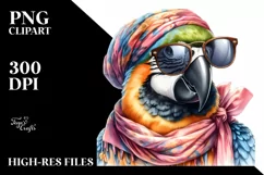 Vibrant Macaw Silk Scarf | Sublimation | Clipart Product Image 1