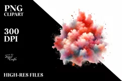 Colorful Redish Watercolor Cloud | Sublimation | Clipart Product Image 1