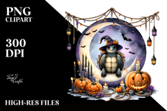 Turtle on Moon Halloween PNG Product Image 2