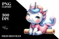 Watercolor Baby Unicorn Gymnastics Sublimation Clipart Product Image 1
