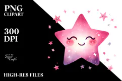 Whimsical Very Simple Pinkish Smiling Star PNG Product Image 2