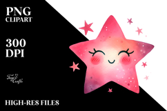 Whimsical Very Simple Pinkish Smiling Star PNG Product Image 2