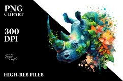 Abstract Vibrant Watercolor Rhino, Transparent PNG Product Image 3
