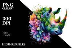 Abstract Vibrant Watercolor Rhino, Transparent PNG Product Image 3
