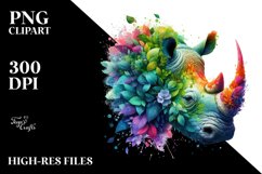 Abstract Vibrant Watercolor Rhino, Transparent PNG Product Image 1