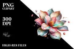 Glossy Magnolia with Golden Insertions Watercolor Product Image 2