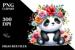 Vibrant Panda Flower Crown PNG Product Image 1