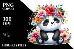 Cartoon Panda with Flower Crown, Transparent PNG Product Image 2