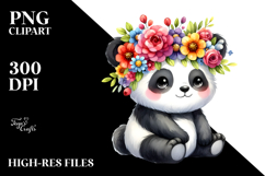 Cute Baby Panda with Vibrant Flower Crown PNG Product Image 2