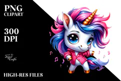Cute Unicorn Dancing with Cool Haircut PNG Product Image 2