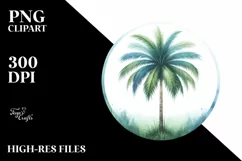 Watercolor Palm Tree Summer Sticker Flower Clipart Product Image 1