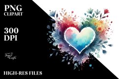 Paintbrush Style Heart Watercolor PNG Product Image 2