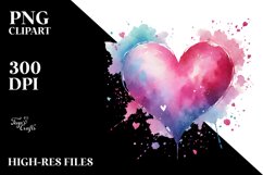 Paintbrush Style Heart Watercolor PNG Product Image 2