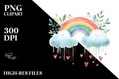 Simple Watercolor Digital Painting with Clouds, Transparent Product Image 2