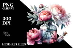 Abstract Watercolor Bottle Peonies Elegant Sophisticated Product Image 2