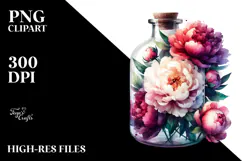 Abstract Watercolor Bottle Peonies Elegant Sophisticated Product Image 2