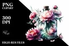 Abstract Watercolor Bottle Peonies Elegant Sophisticated Product Image 1