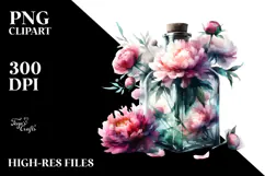 Abstract Watercolor Bottle Peonies Elegant Sophisticated Product Image 2